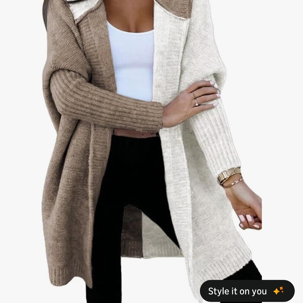 Two-Tone Cream and Brown Women's Sweater